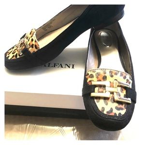 Black suede and leopard print flats...size 10...